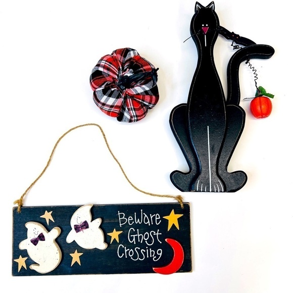TABLEAU Halloween BlackCat & GhostSign & Pumpkin - Picture 3 of 4